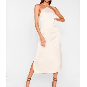 NWT satin halter midi dress